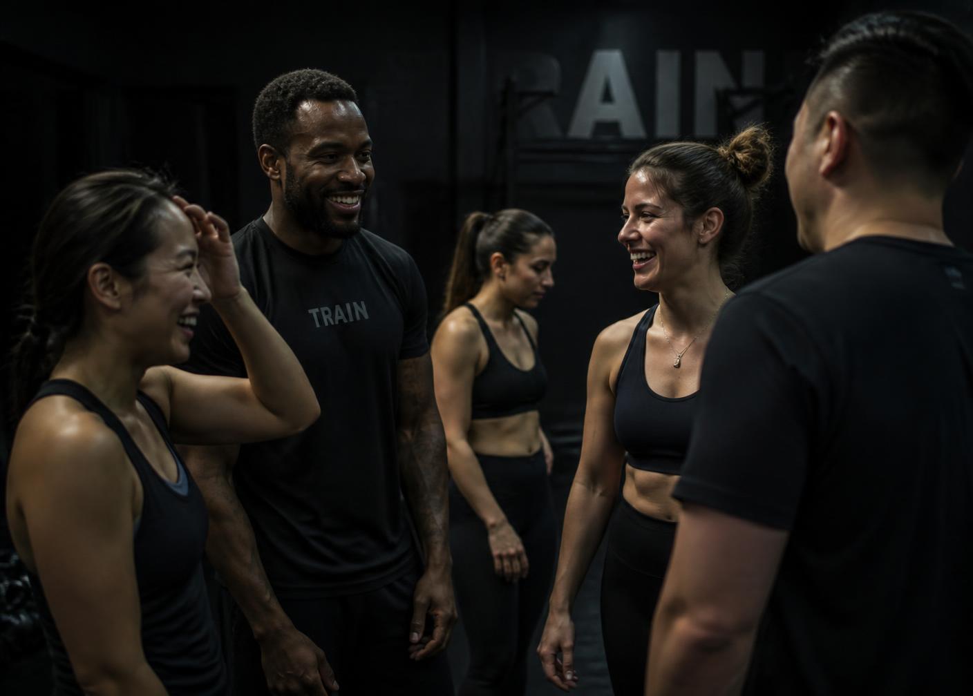 Miembros de WANTED Fit Club compartiendo después de una sesión de entrenamiento